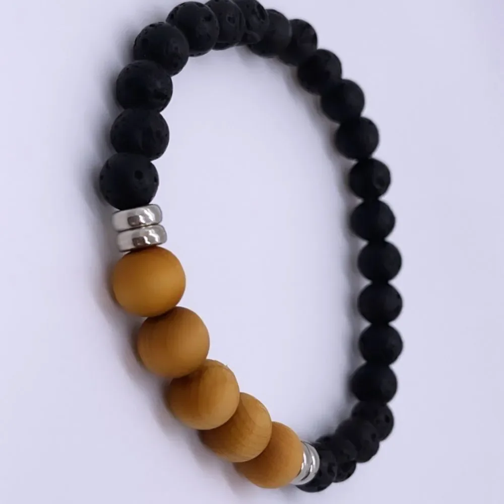 NWT Wool + Pepper Co. Mens Lava & Wood Bracelet